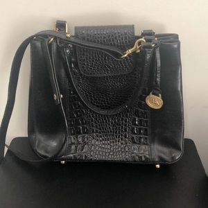 Brahmin black leather shoulder step purse